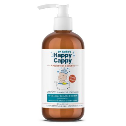 Picture of Happy Cappy Dr. Eddie’s Medicated Shampoo and Body Wash- Baby Dandruff Shampoo, Helps Cradle Cap and Seborrheic Dermatitis, Reduces Flakes and Redness, Dermatologist Tested, Fragrance-Free - 8 Fl Oz