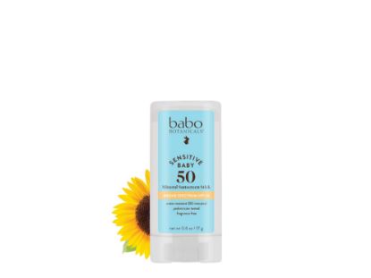 Picture of Babo Botanicals Sensitive Baby Mineral Sunscreen Stick SPF 50 - 70% Organic Ingredients - Zinc Oxide - NSF & MADE SAFE and EWG Certified - Water Resistant - Fragrance-Free - Babies & Kids